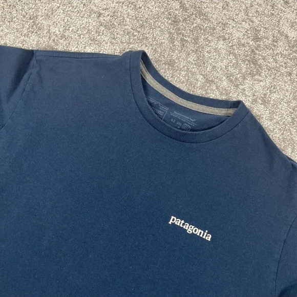 Patagonia Blue Short Sleeve Tee with Mountain Graphic - Picture 3 of 12